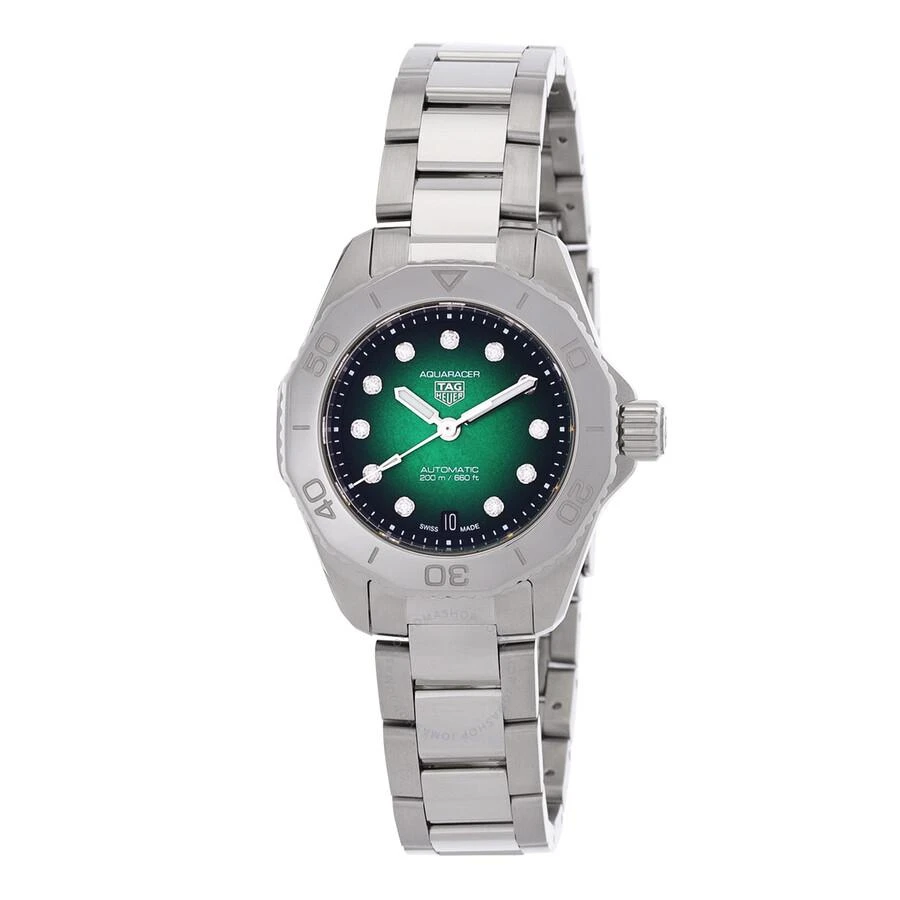 商品TAG Heuer|Aquaracer Automatic Diamond Green Dial Ladies Watch WBP2415.BA0622,价格¥19971,第1张图片