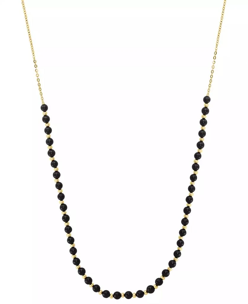 商品Effy|EFFY® Onyx & Polished Bead Collar Necklace in 14k Gold, 18" +1" extender,价格¥9642,第1张图片