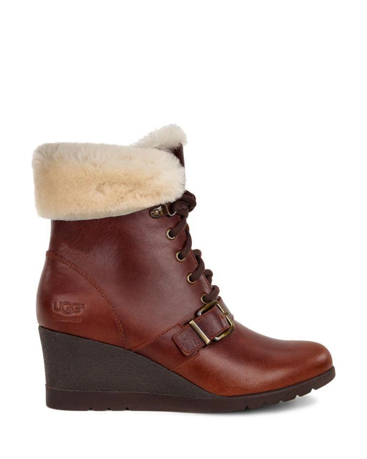 商品UGG|Janney Leather and Sheepskin Lace Up Wedge Booties,价格¥1347,第1张图片