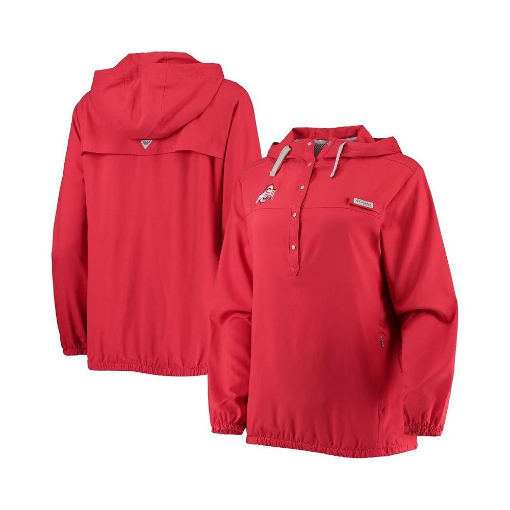 商品Columbia|Women's Scarlet Ohio State Buckeyes Tamiami Sun-Protection Omni-Wick Pullover Hoodie,价格¥528,第1张图片