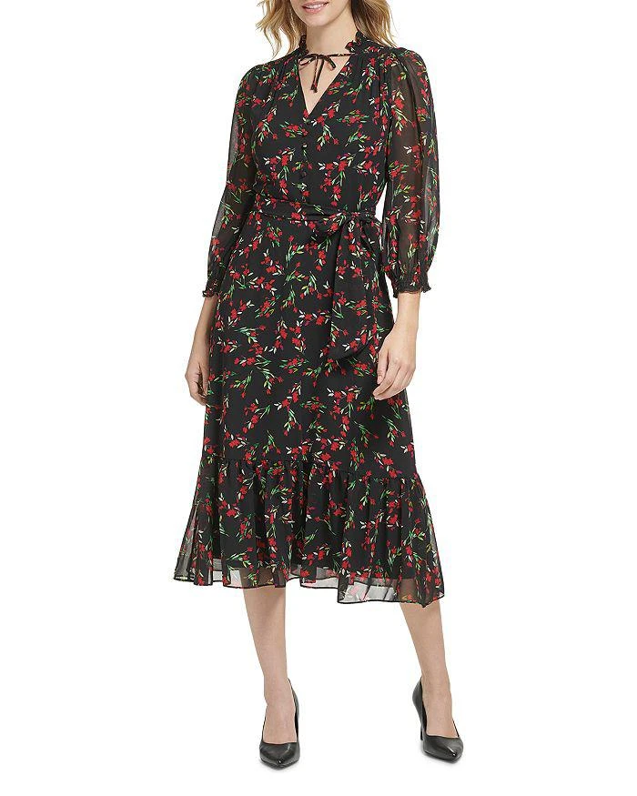 商品Karl Lagerfeld Paris|Floral Chiffon Midi Dress,价格¥354,第1张图片