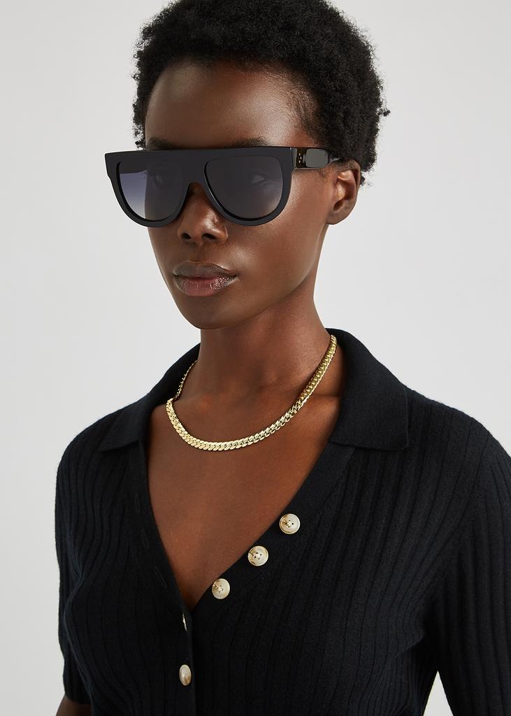 Black D-frame sunglasses商品第4张图片规格展示