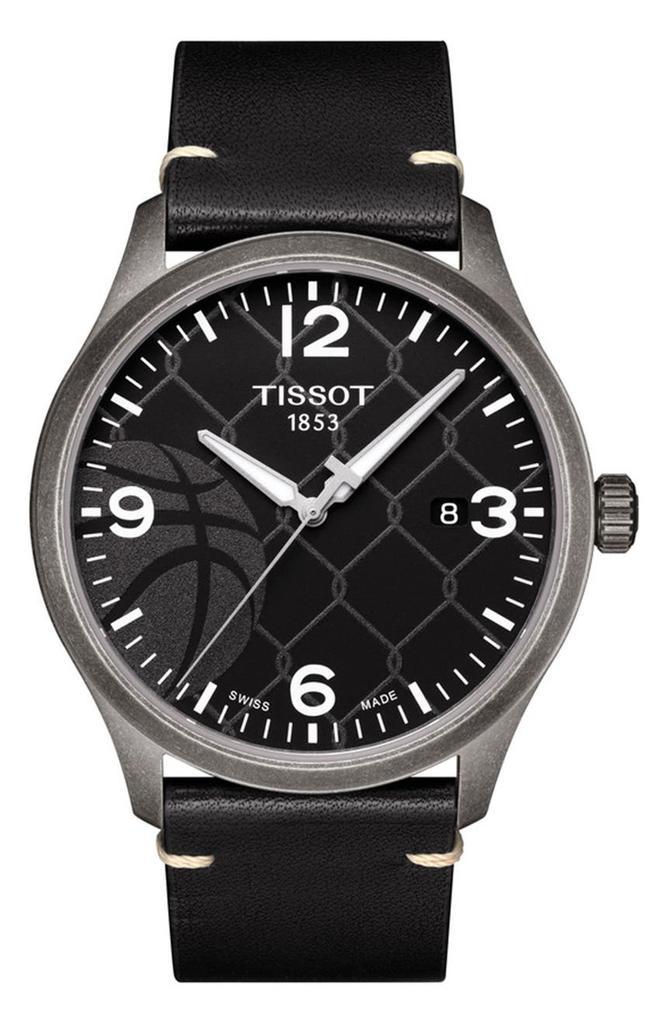 商品Tissot|Men's Gent XL 3x3 Street Basketball Leather Strap Watch, 42mm,价格¥1426,第1张图片