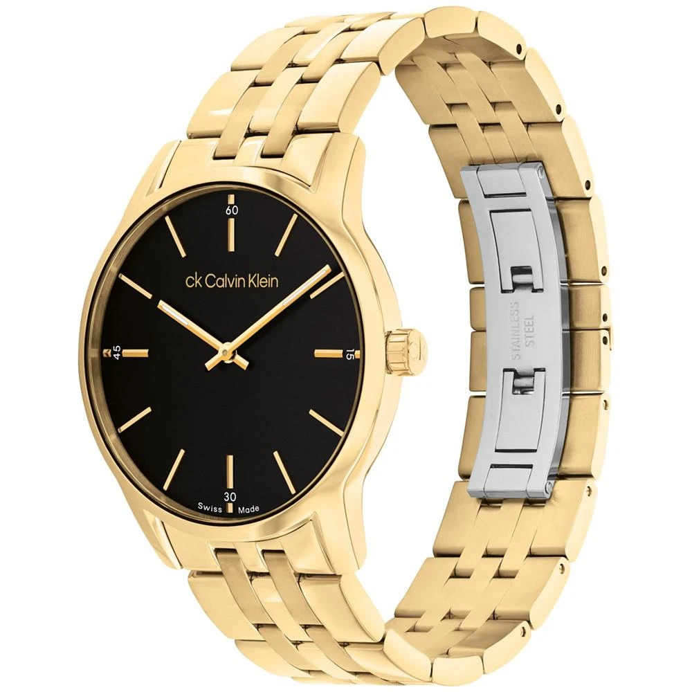 商品Calvin Klein|Men's Swiss Dressed Gold-Tone Stainless Steel Bracelet Watch 40mm,价格¥1669,第2张图片详细描述