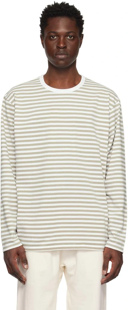 商品Nanamica|Taupe & White Striped Long Sleeve T-Shirt,价格¥749,第1张图片