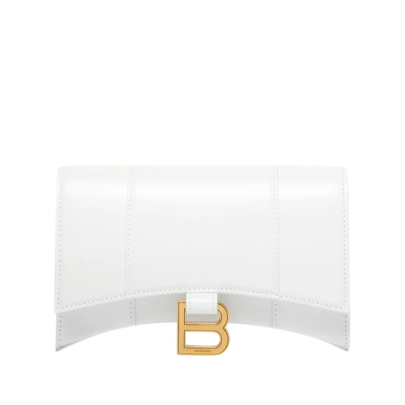 Balenciaga/巴黎世家 HOURGLASS系列 女士迷你白色小牛皮金扣链条单肩斜挎沙漏型钱包6560501QJ4M9000 商品