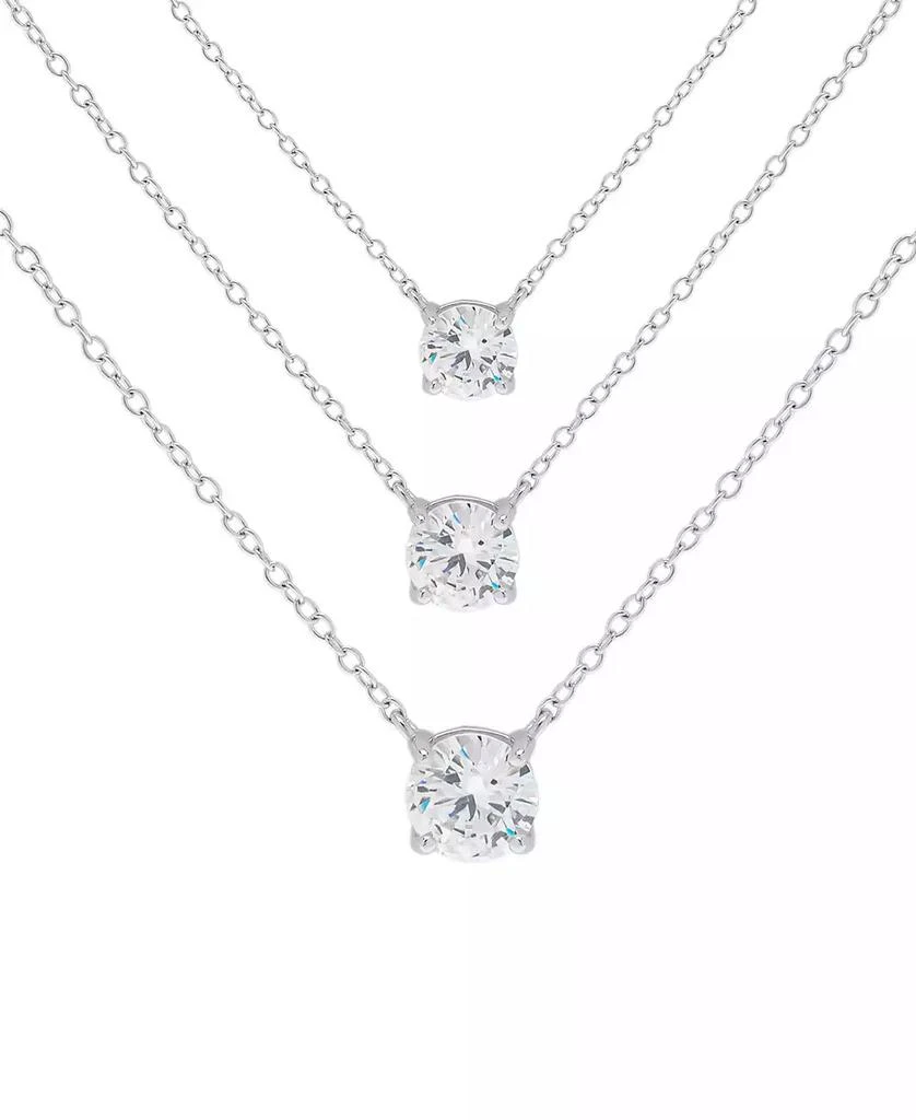 商品Macy's|Lab-Grown White Sapphire Triple Layer Pendant Necklace (1-7/8 ct. t.w.) in Sterling Silver, 16-1/2" + 2" extender,价格¥750,第1张图片