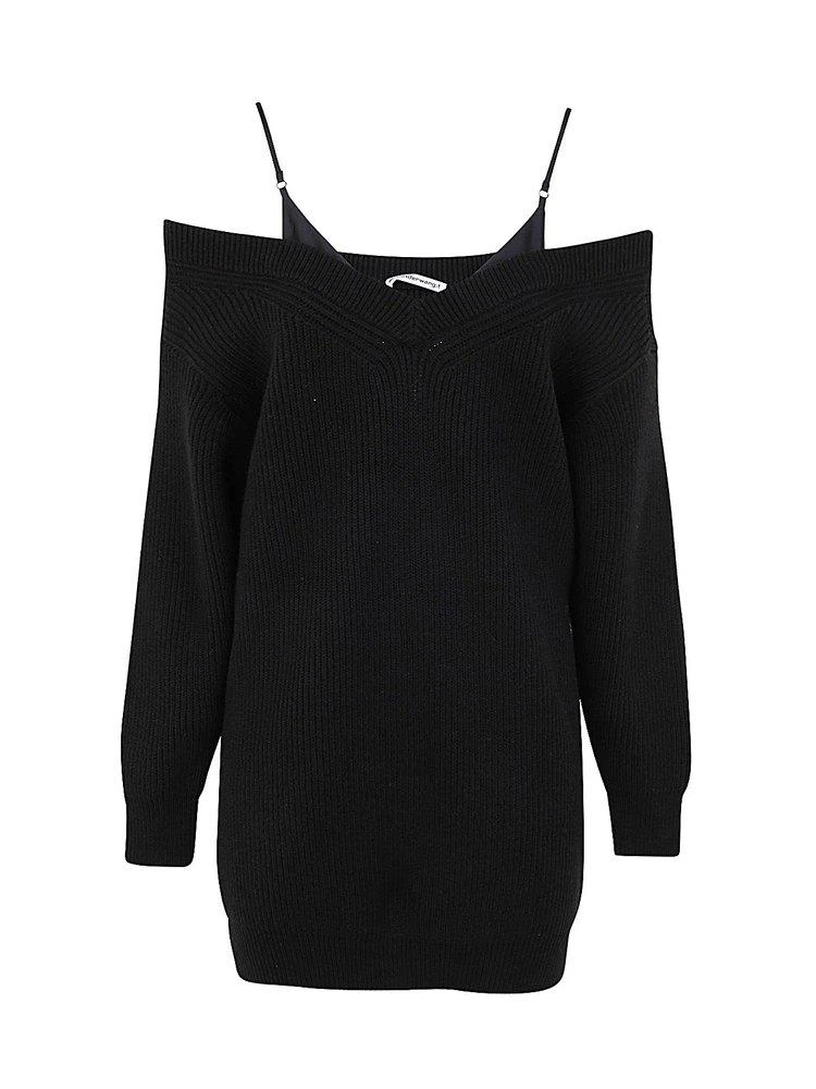 商品Alexander Wang|Alexander Wang Off-Shoulder Layered Knit Mini Dress,价格¥1927,第1张图片