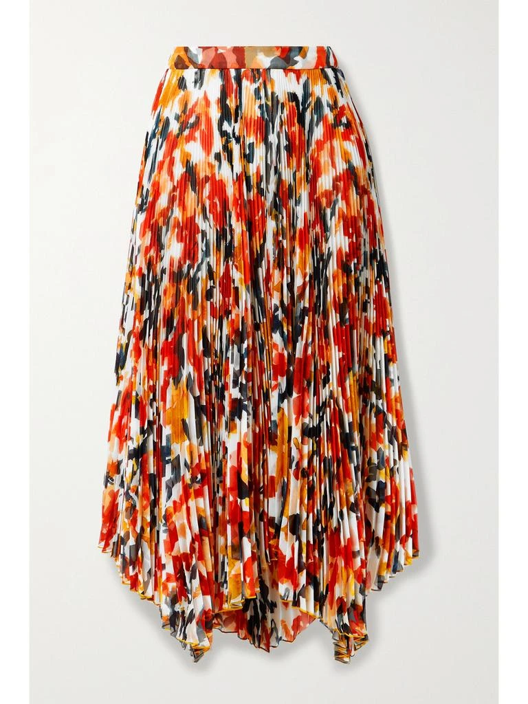 商品Proenza Schouler|不对称褶裥花卉印花雪纺绸中长半身裙  - US0,价格¥2428,第1张图片