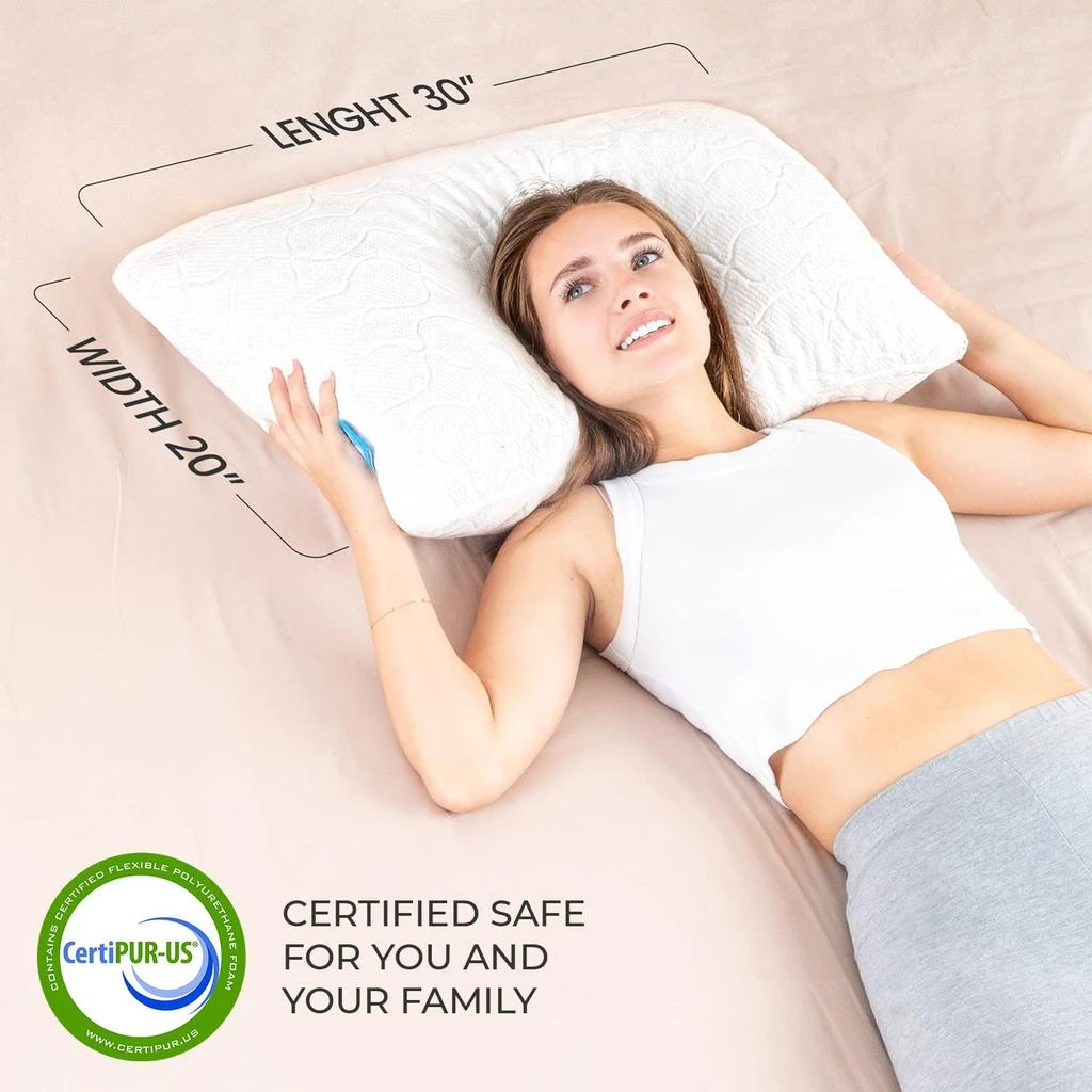 Everlasting Comfort Adjustable Pillow for Back, Stomach, Side Sleepers - Green Tea Shredded Memory Foam Pillows with Customizable Loft - Hypoallergenic Pillow with Cooling Pillowcase (Queen) 商品