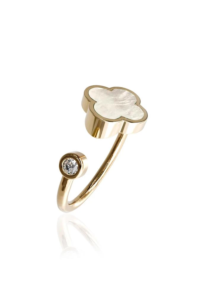 商品Gabi Rielle|14K Gold Plate Sterling Silver Clover Open Band Ring,价格¥338,第1张图片