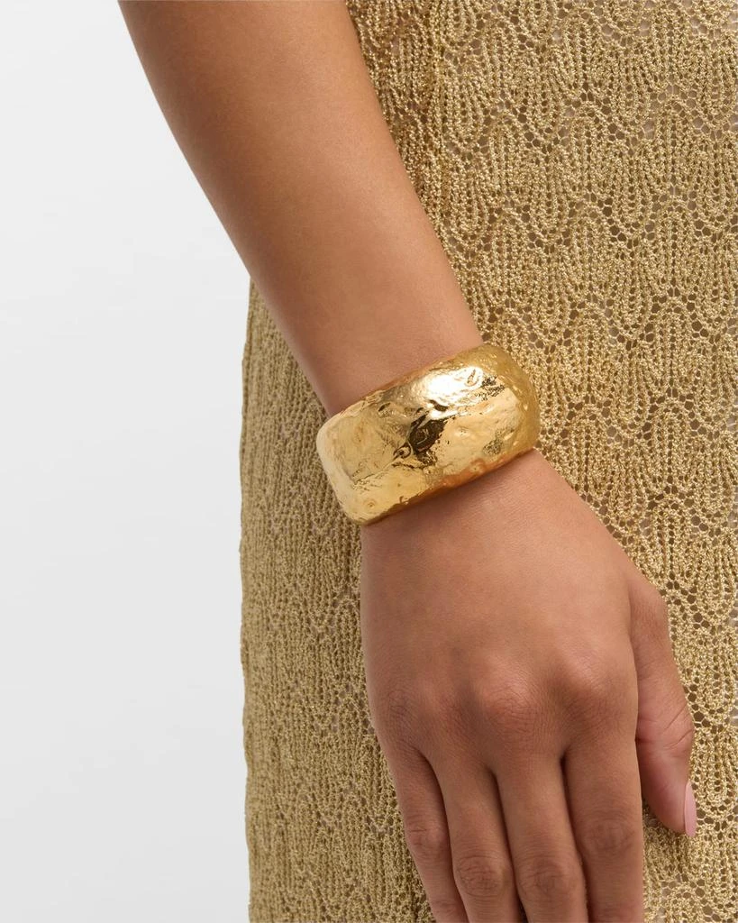 商品Kenneth Jay Lane|22K Hammered Gold Cuff Bracelet,价格¥1159,第2张图片详细描述