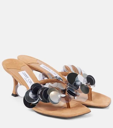 商品Jimmy Choo|Freja 70亮片绒面革夹趾凉鞋,价格¥7846,第1张图片