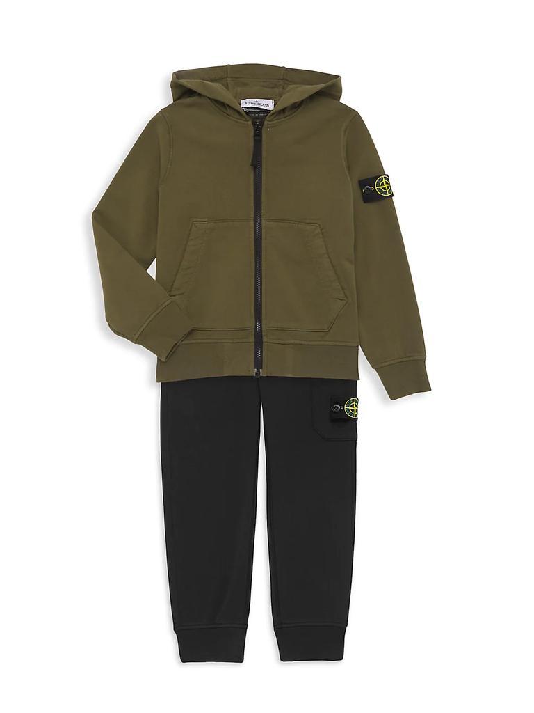 商品Stone Island|Little Boy's & Boy's Hooded Track Sweatshirt,价格¥1189,第4张图片详细描述