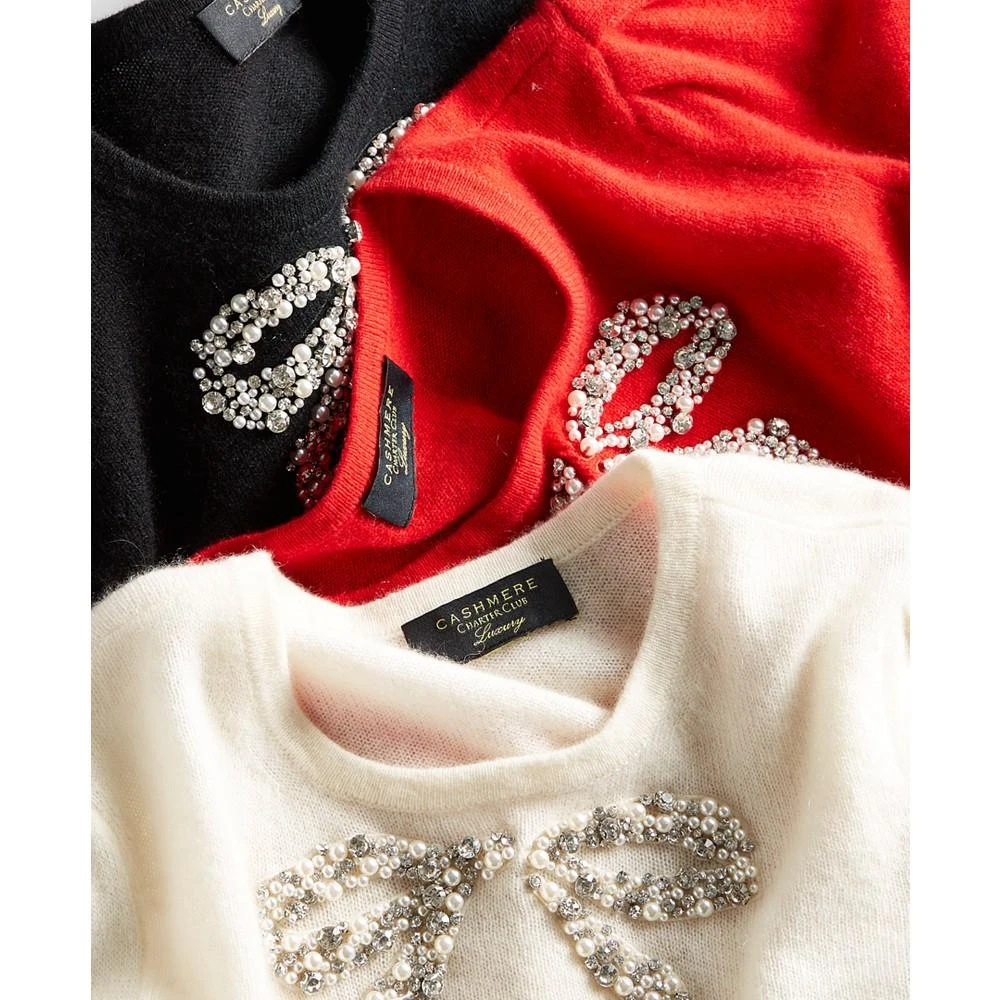 商品Charter Club|Women's 100% Cashmere Embellished Bow Sweater, Created for Macy's,价格¥596,第5张图片详细描述
