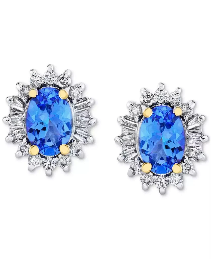 商品Macy's|Tanzanite (1 ct. t.w.) & Diamond (1/4 ct. t.w.) Halo Stud Earrings in 10k Gold,价格¥3032,第3张图片详细描述