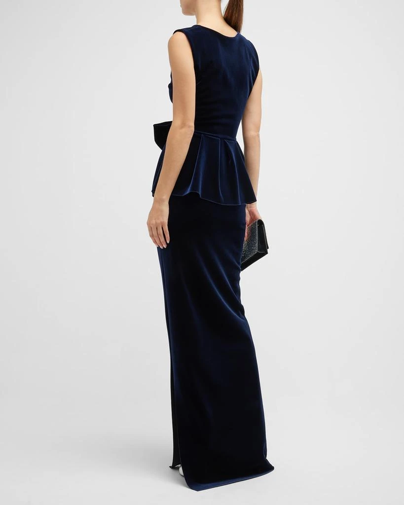 商品Chiara Boni|Fiamma Peplum Velvet Column Gown,价格¥2737,第5张图片详细描述