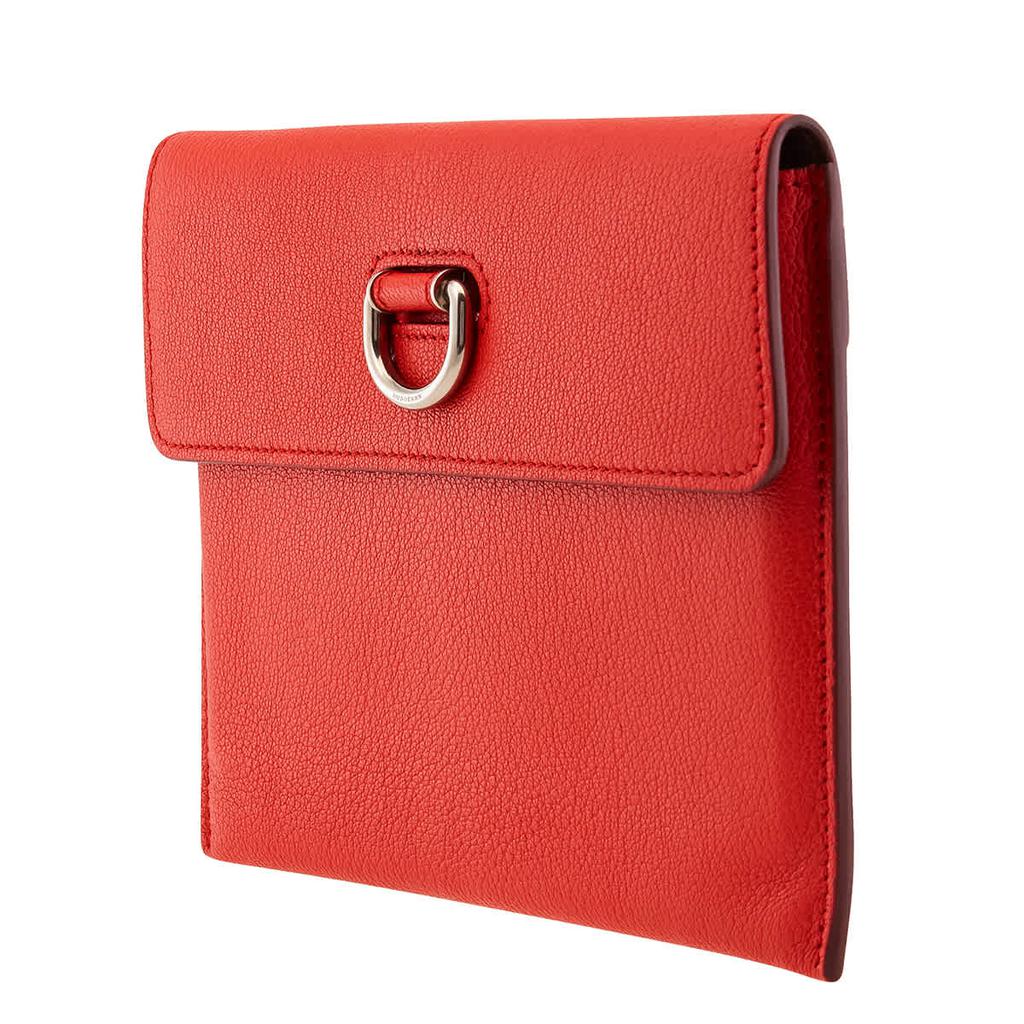 Bright Red D-ring Leather Pouch with Zip Coin Case商品第1张图片规格展示