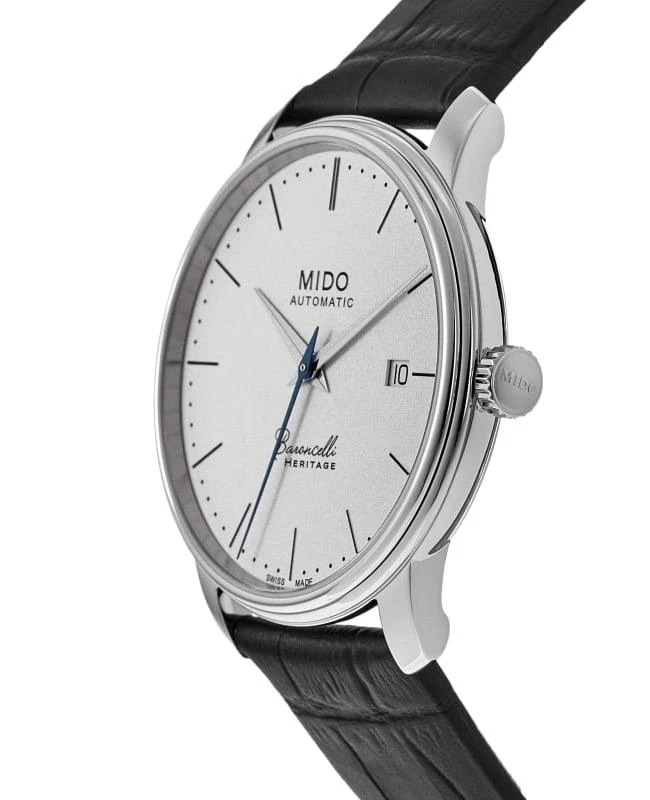 商品MIDO|Mido Baroncelli Heritage Gent White Dial Leather Strap Men's Watch M027.407.16.010.00,价格¥5463,第3张图片详细描述