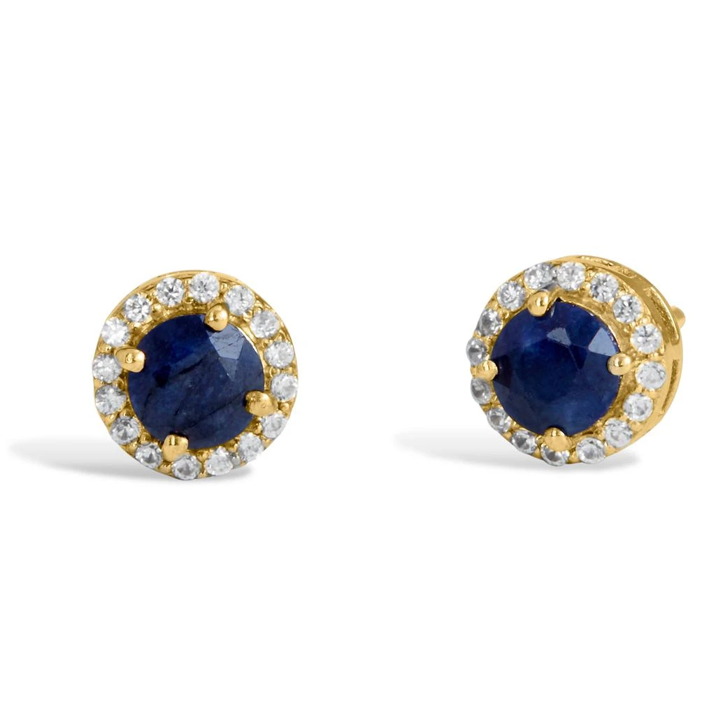 商品Savvy Cie Jewels|Ss 925 1.78Gtw Natural Blue Sapphire & White Zircon Stud Earrings,价格¥528,第1张图片