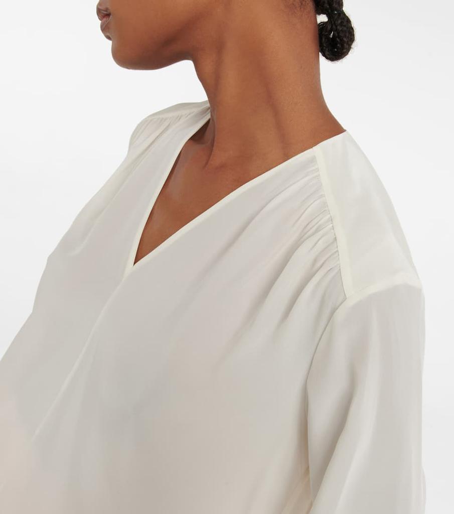 V-neck silk blouse商品第5张图片规格展示