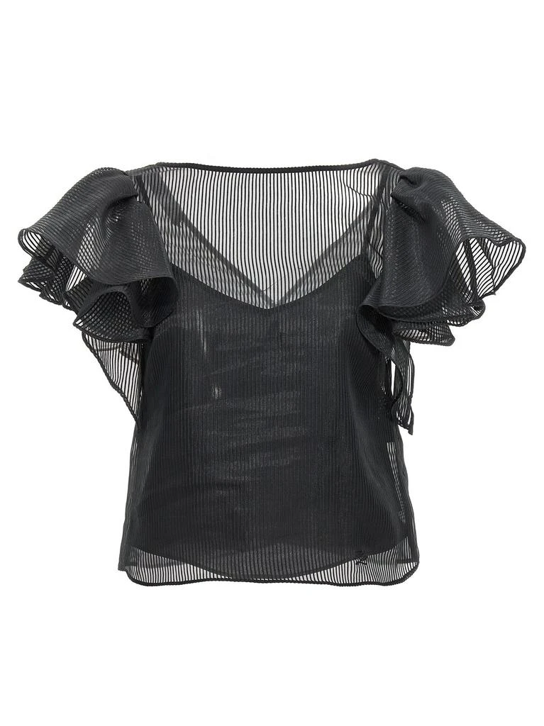 商品Karl Lagerfeld Paris|Karl Lagerfeld Ruffled-Trim Straight Hem Blouse,价格¥1356,第1张图片