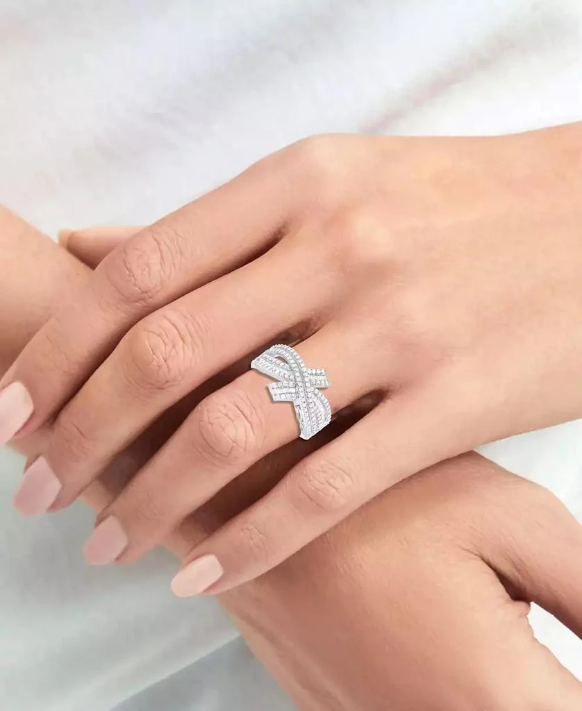 商品Macy's|Diamond Round & Baguette Crossover Ring (3/4 ct. t.w.) in Sterling Silver,价格¥2700,第2张图片详细描述