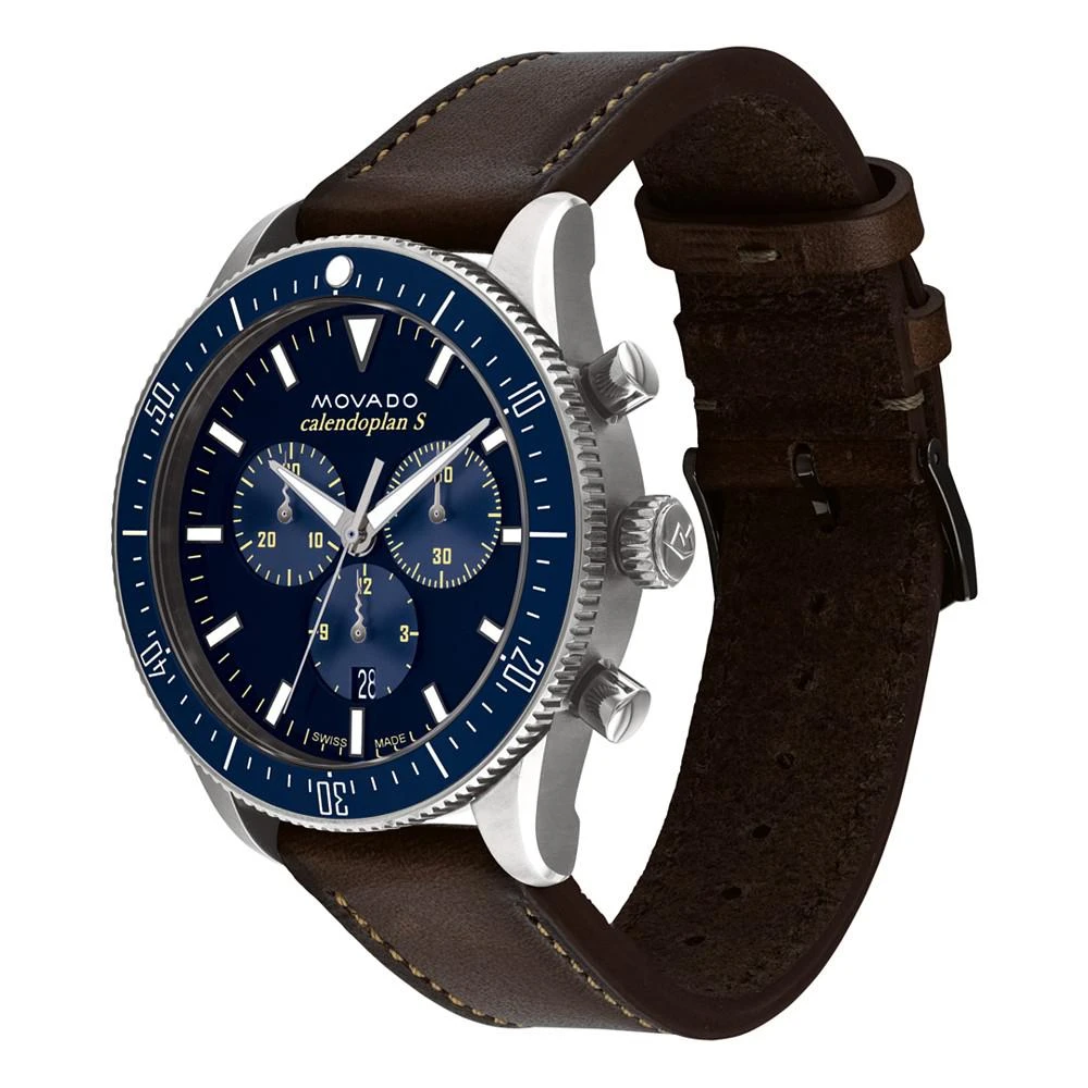 商品Movado|Men's Heritage Chocolate Brown Genuine Leather Strap Watch 42mm,价格¥4644,第2张图片详细描述