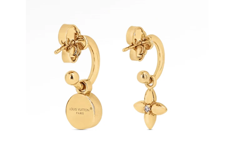 商品[国内直发] Louis Vuitton|ICONIC 花卉和心形吊坠 金属 耳环 女款 金色,价格¥9204,第3张图片详细描述