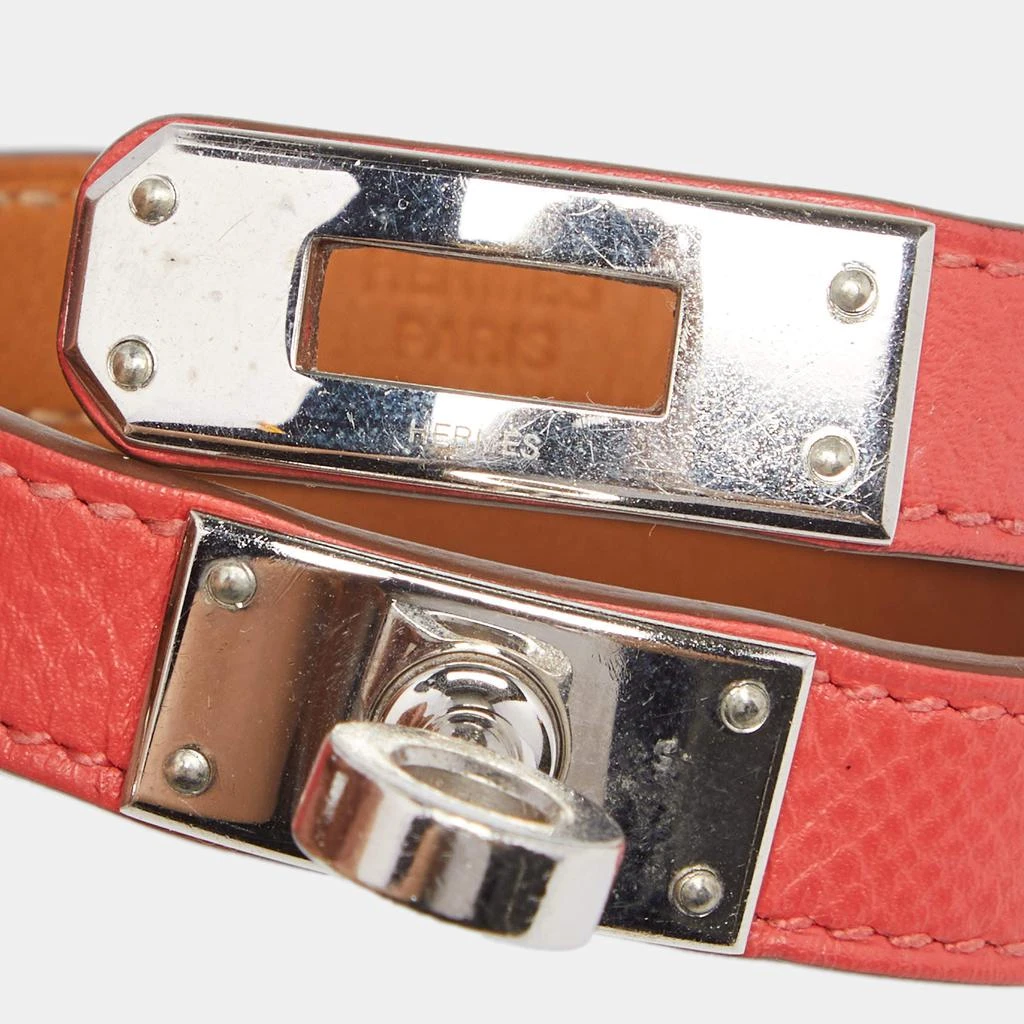 商品[二手商品] Hermes|Hermès Coral Red Palladium Plated Kelly Double Tour Wrap Bracelet M,价格¥2460,第3张图片详细描述
