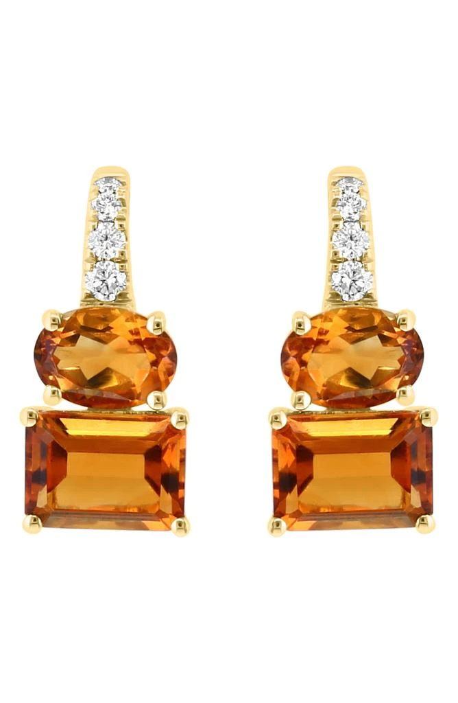 商品Effy|14K Gold Diamond & Citrine Drop Earrings,价格¥5323,第1张图片