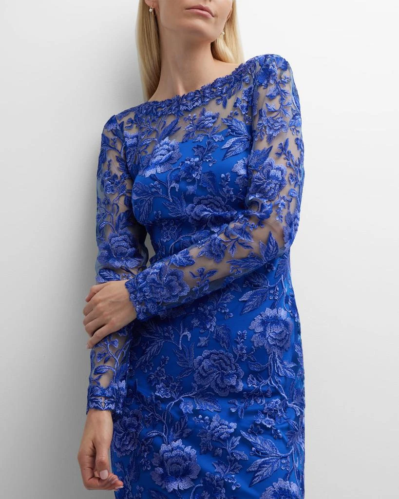 Floral-Embroidered Illusion Lace Gown 商品