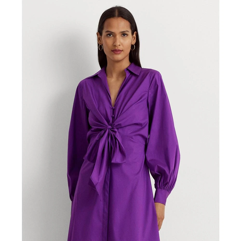 商品Ralph Lauren|Women's Tie-Front Cotton-Blend Shirtdress,价格¥750,第3张图片详细描述