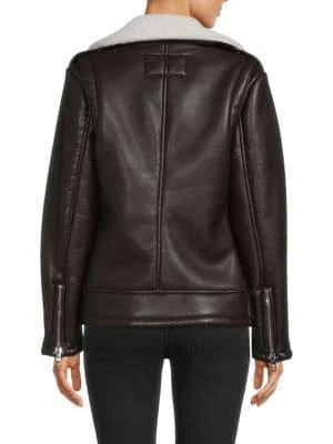 商品Michael Kors|Faux Fur & Faux Leather Moto Jacket,价格¥676,第2张图片详细描述