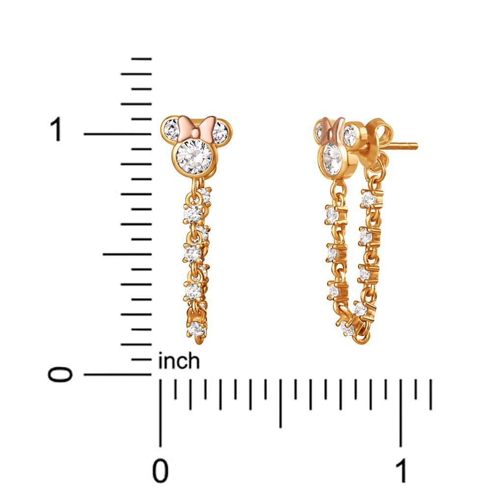 商品Disney|Cubic Zirconia Minnie Mouse Front to Back Chain Drop Earrings in Two-Tone 18k Gold-Plated Sterling Silver,价格¥738,第6张图片详细描述