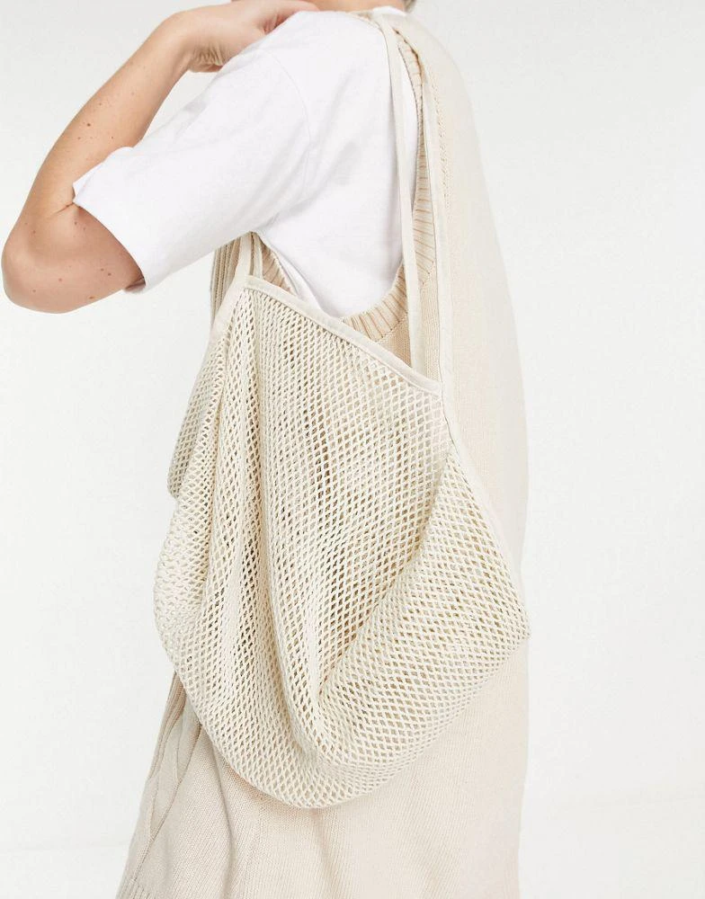 商品ASOS|ASOS DESIGN string tote beach bag in cream,价格¥76,第2张图片详细描述