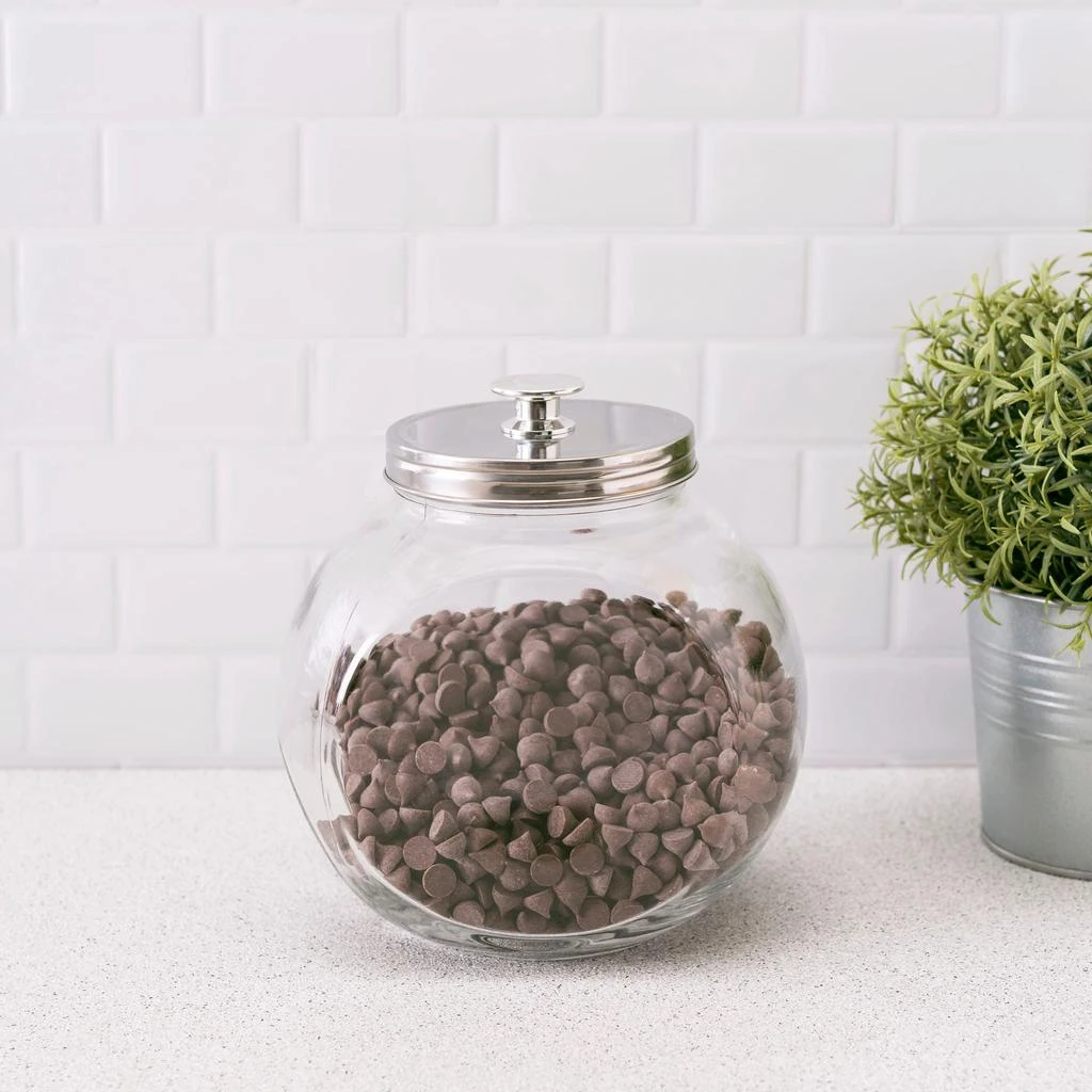 商品Home Basics|Home Basics Large 91 oz. Round Glass Candy Storage Jar with Stainless Steel Top, Clear,价格¥123,第3张图片详细描述