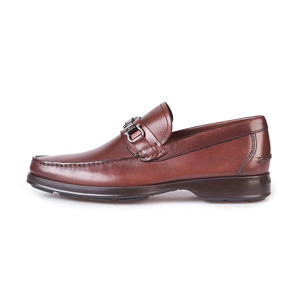 商品Salvatore Ferragamo|SALVATORE FERRAGAMO 男鞋棕色牛皮莫卡辛马衔扣商务休闲皮鞋 0512708,价格¥2872,第1张图片