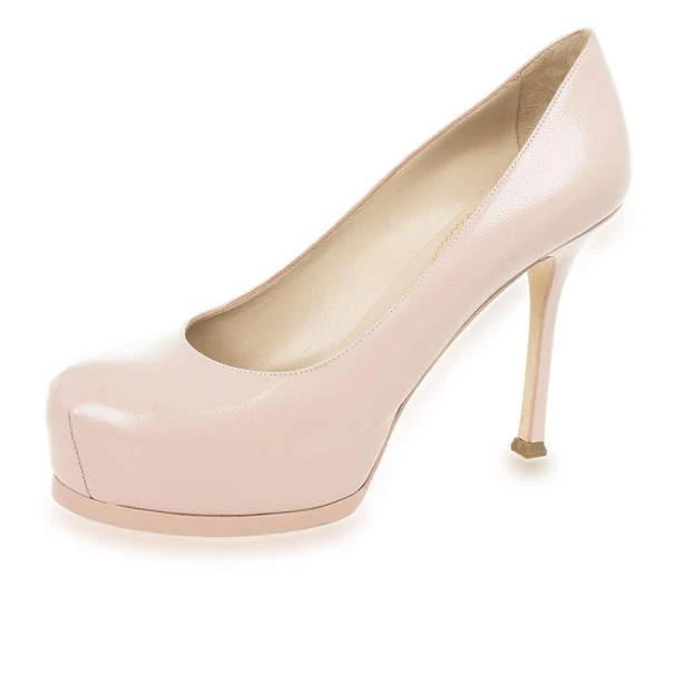 商品[二手商品] Yves Saint Laurent|Saint Laurent Paris Pink Leather Tribtoo Platform Pumps Size 38,价格¥2674,第1张图片