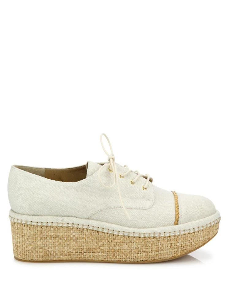 商品Stuart Weitzman|Mantra Linen & Raffia Platform Creepers,价格¥1364,第5张图片详细描述