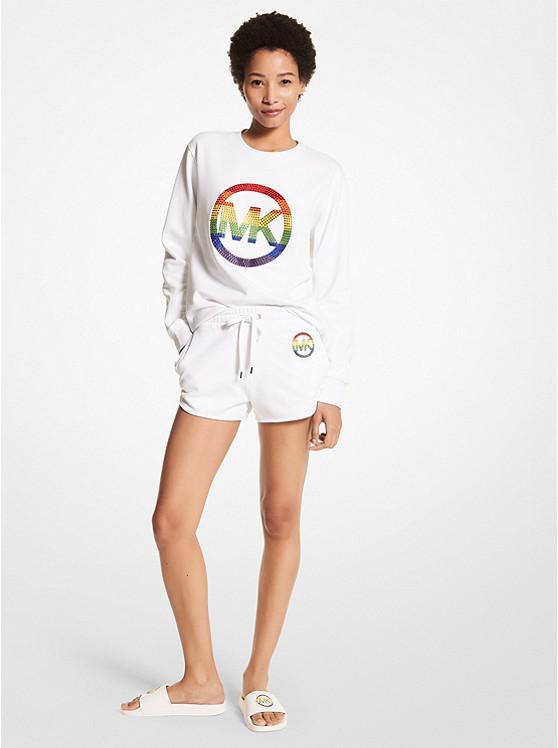 商品Michael Kors|PRIDE Embellished Logo Organic Cotton Terry Shorts,价格¥211,第1张图片