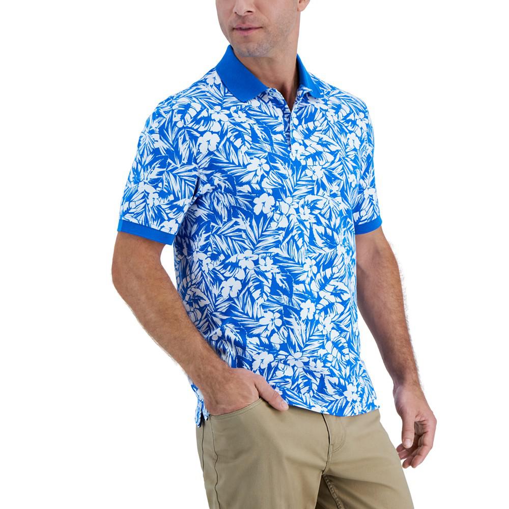 Men's Short-Sleeve Tropical Print Polo, Created for Macy's商品第1张图片规格展示
