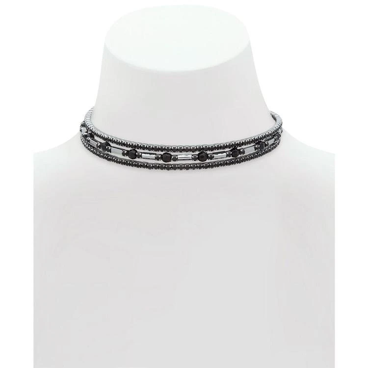 商品Anne Klein|Hematite-Tone Jet Crystal Triple-Row Choker Necklace,价格¥89,第2张图片详细描述