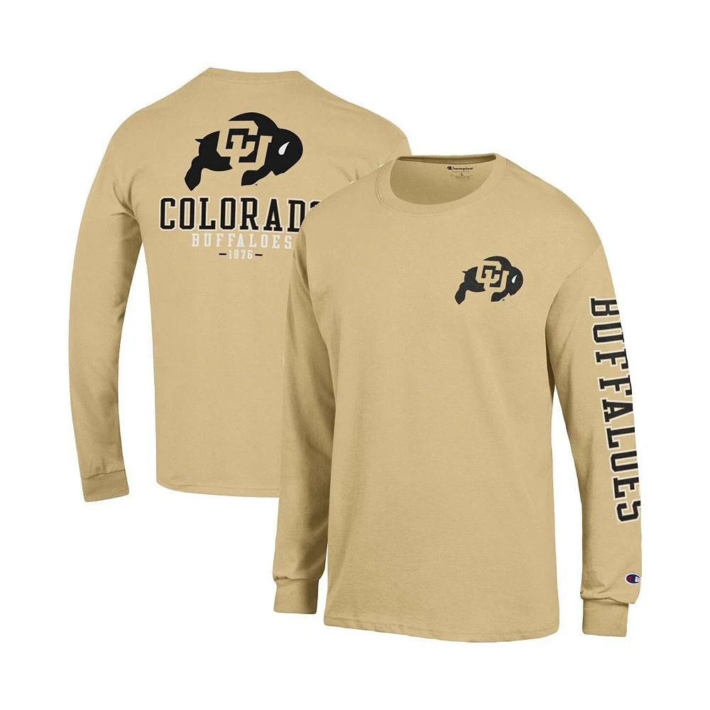 商品CHAMPION|Men's Gold Colorado Buffaloes Team Stack 3-Hit Long Sleeve T-shirt,价格¥295,第1张图片
