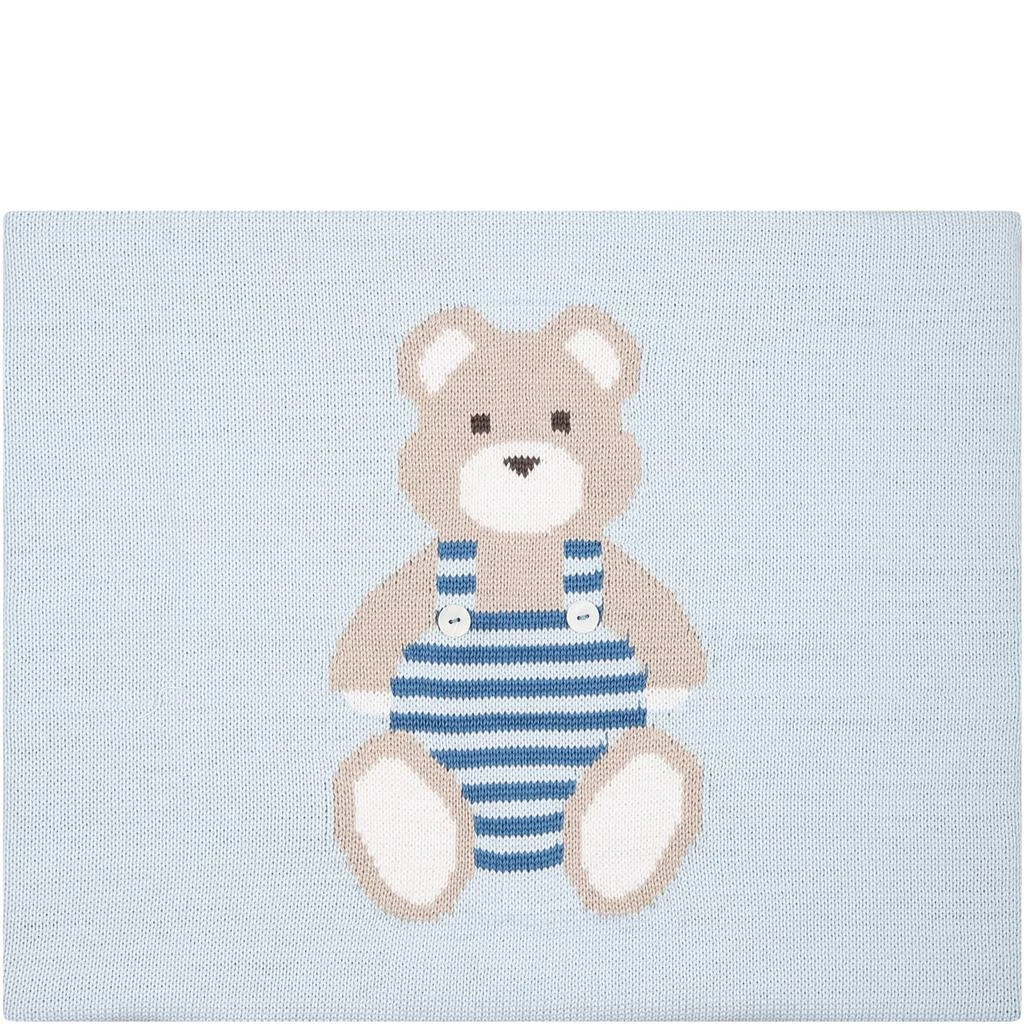 商品Little Bear|Little Bear Light Blue Cotton Blanket For Baby Boy,价格¥1329,第1张图片