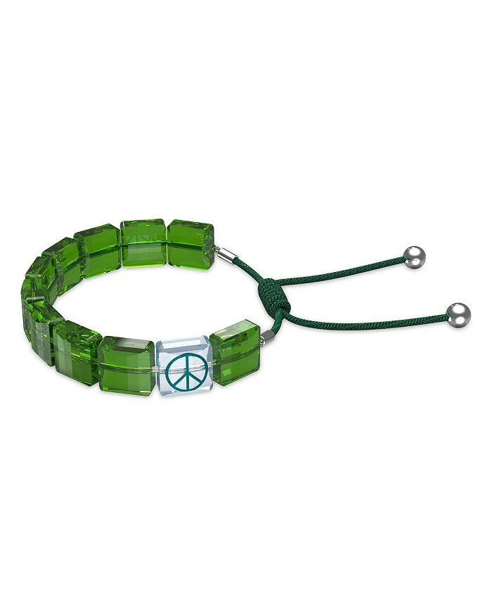 商品Swarovski|Letra Peace Square Crystal Cord Slider Bracelet,价格¥564,第1张图片