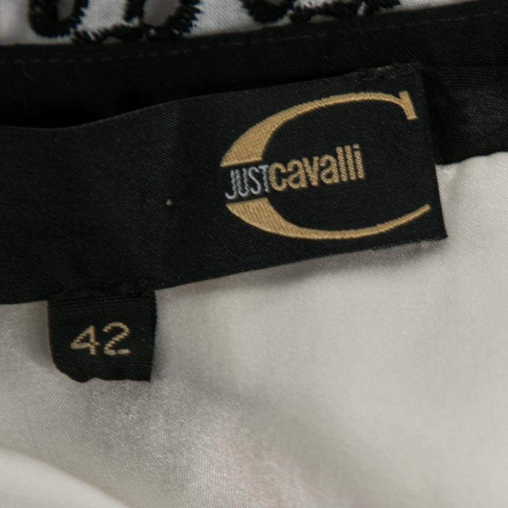 Just Cavalli Monochrome Embroidered Eyelet Cotton Tiered Maxi Skirt M商品第5张图片规格展示