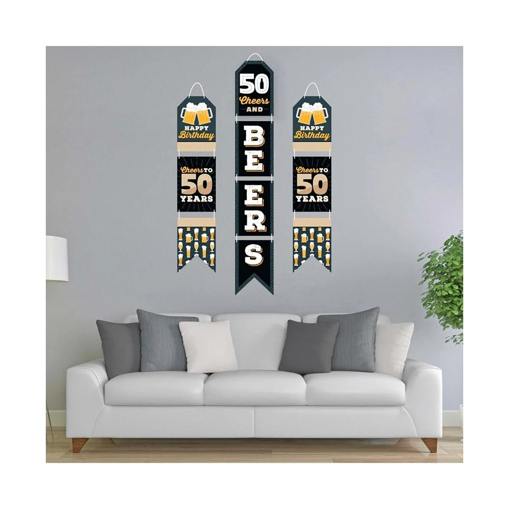 商品Big Dot of Happiness|Cheers & Beers to 50 Years - Hanging Vertical Paper Banners - Indoor Door Decor,价格¥157,第3张图片详细描述