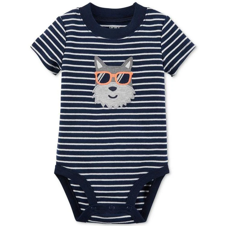 商品Carter's|Striped Dog Cotton Bodysuit, Baby Boys,价格¥27,第1张图片