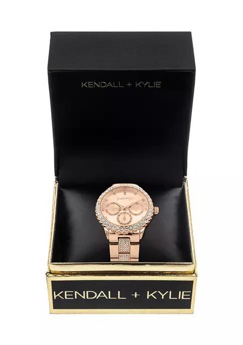 商品KENDALL & KYLIE|Rose Gold Tone Metal Mock-Chronograph Analog Watch with Stone Bezel,价格¥558,第6张图片详细描述